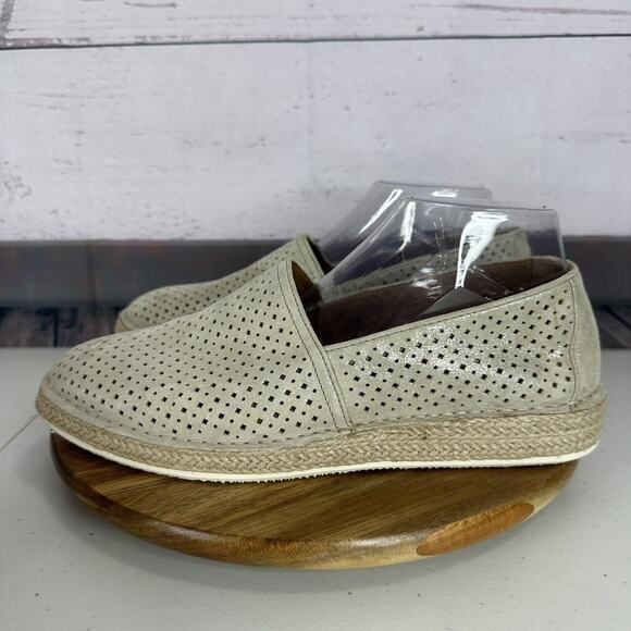 Trask Shoe Womens 9.5 M Paige Espadrilled Jute Metallic Suede Perforated Shimmer - Picture 4 of 12